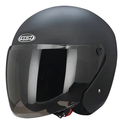 Casco Abierto TECH T-10 Negro Mate Certificado DOT