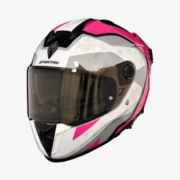 Casco SPARTAN HAWK SV Blanco - Fucsia