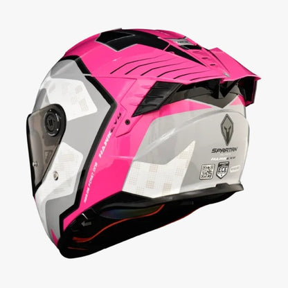 Casco SPARTAN HAWK SV Blanco - Fucsia