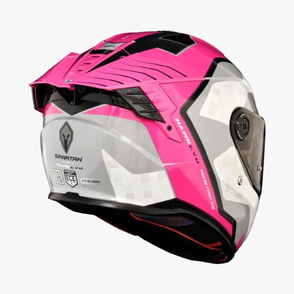 Casco SPARTAN HAWK SV Blanco - Fucsia