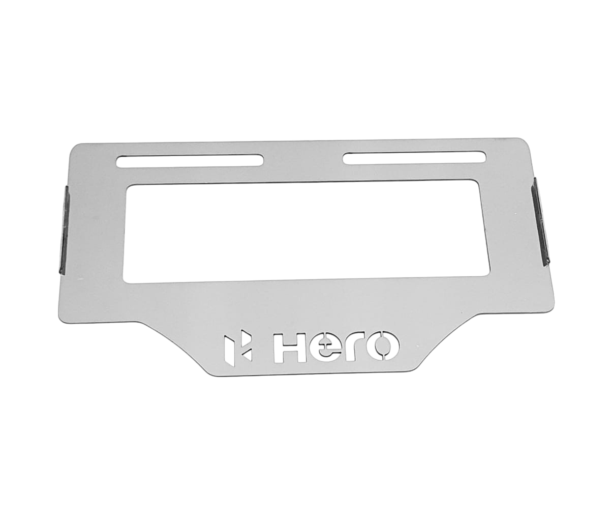 PORTA PLACA EN ACERO HERO