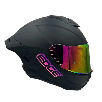 Casco EDGE Shanghai Negro Mate Fucsia