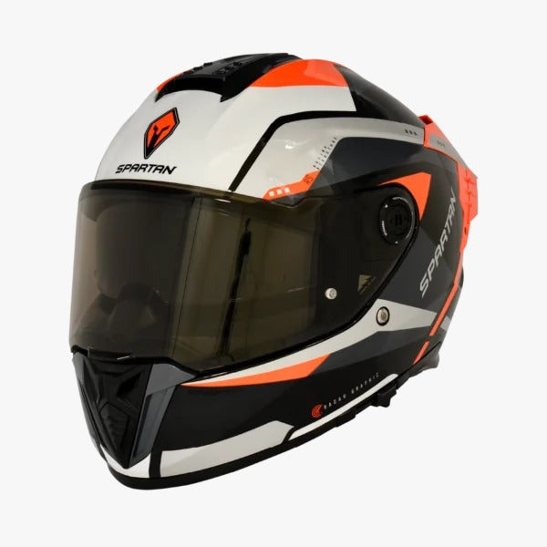 Casco SPARTAN HAWK SV Blanco - Naranja